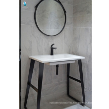 Bathroom furniture black stalnless steel floor single sink waterproof bathroom vanity